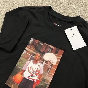 New Air Jordan Tee T-Shirt Michael Jordan Photo Black Mens Size Large